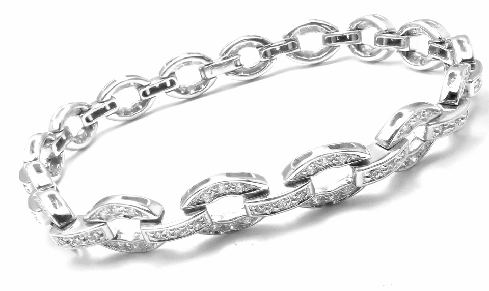 Authentic! Damiani 18k White Gold Diamond Link Tennis Bracelet - Image 3 of 4