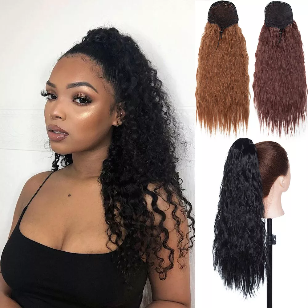 Fluffy Pigtail Extensions in Brown