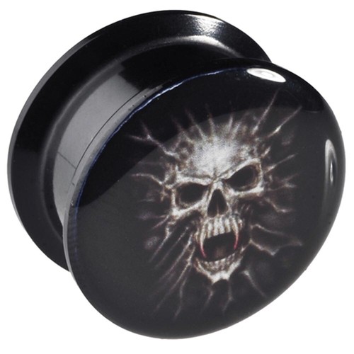 Plug De Lobe Gothique Tête De Mort Dans Un Cercueil – Écarteur Tunnel 18mm Acrylique, Style Halloween Squelette