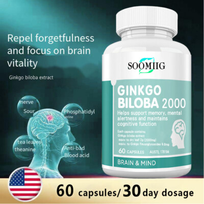 30/60/120 Kapseln Ginkgo Biloba 2000mg Konzentration Ginko Gingo Gingko - Vegan