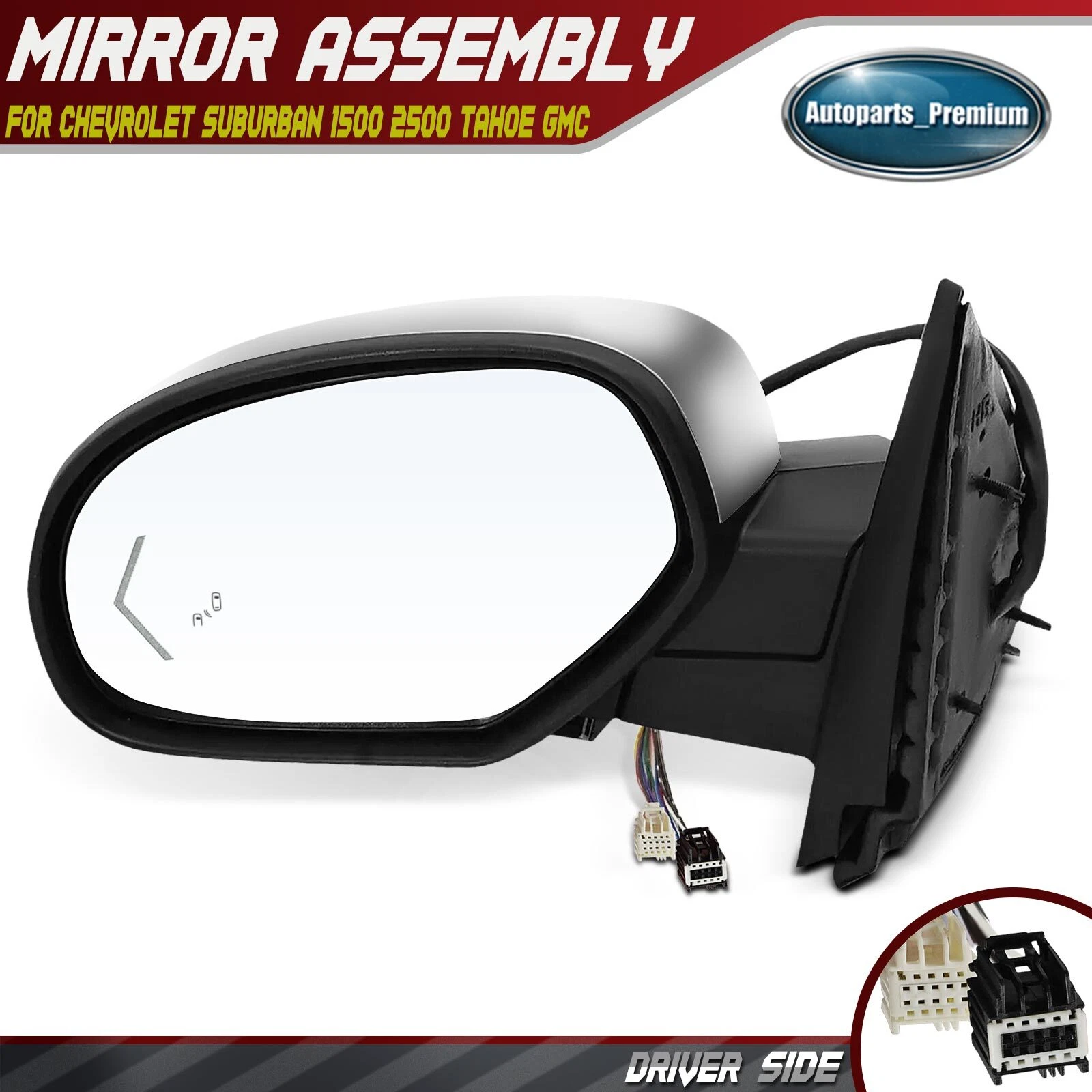 Driver Power Mirror w/ Power Folding Blind Spot Signal for Chevy Tahoe GMC Yukon
Opens in a new wind
