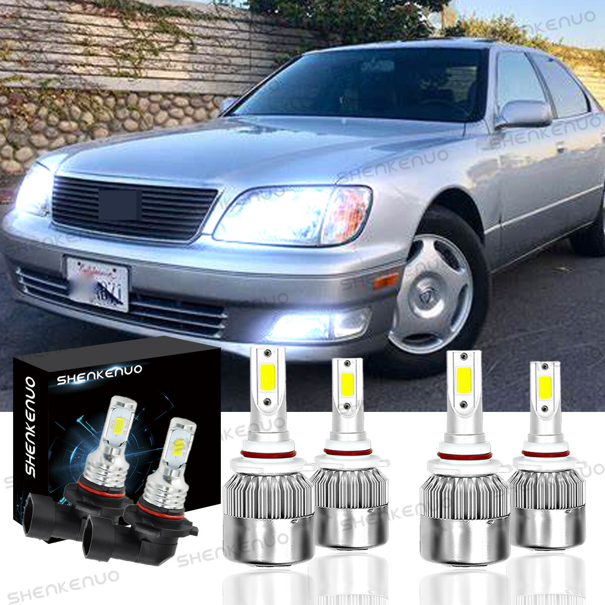 FOR LEXUS LS400 1998-2000 COMBO LED HEADLIGHT+ FOG LIGHT BULBS KIT