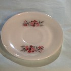 Fire King Glass Saucer White Painted Floral Pink Red Gray Decorated Round — photo 1