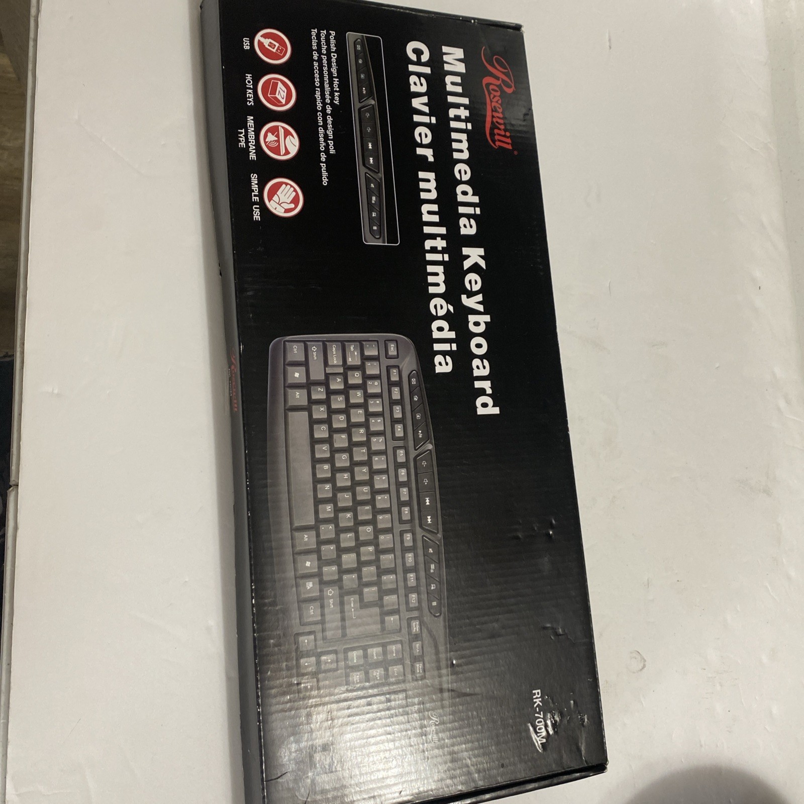 Rosewill Rk-700m USB Keyboard Membrane Keys Black Multimedia