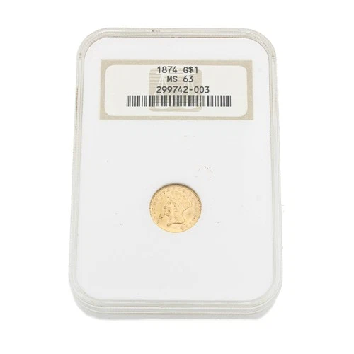 1874 $1 Small Indian Head NGC Graded MS63 United States Gold Coin NR #C794-2