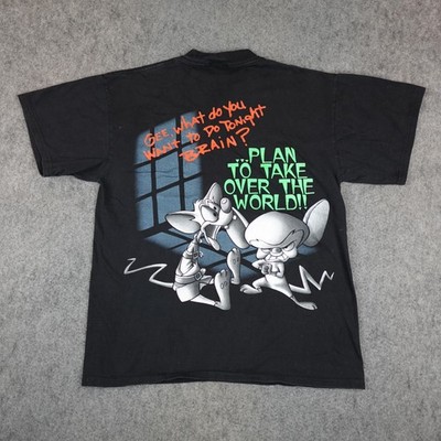 Vintage Pinky And The Brain Shirt Mens Large Black Animaniacs Tultex 1995 90s
