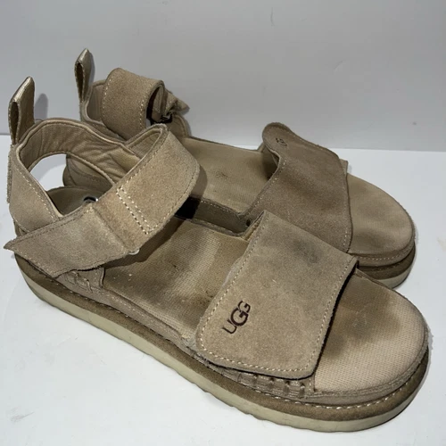 Sandali donna UGG castagno Goldens scamosciati plateau cinturino taglia US 9 usati