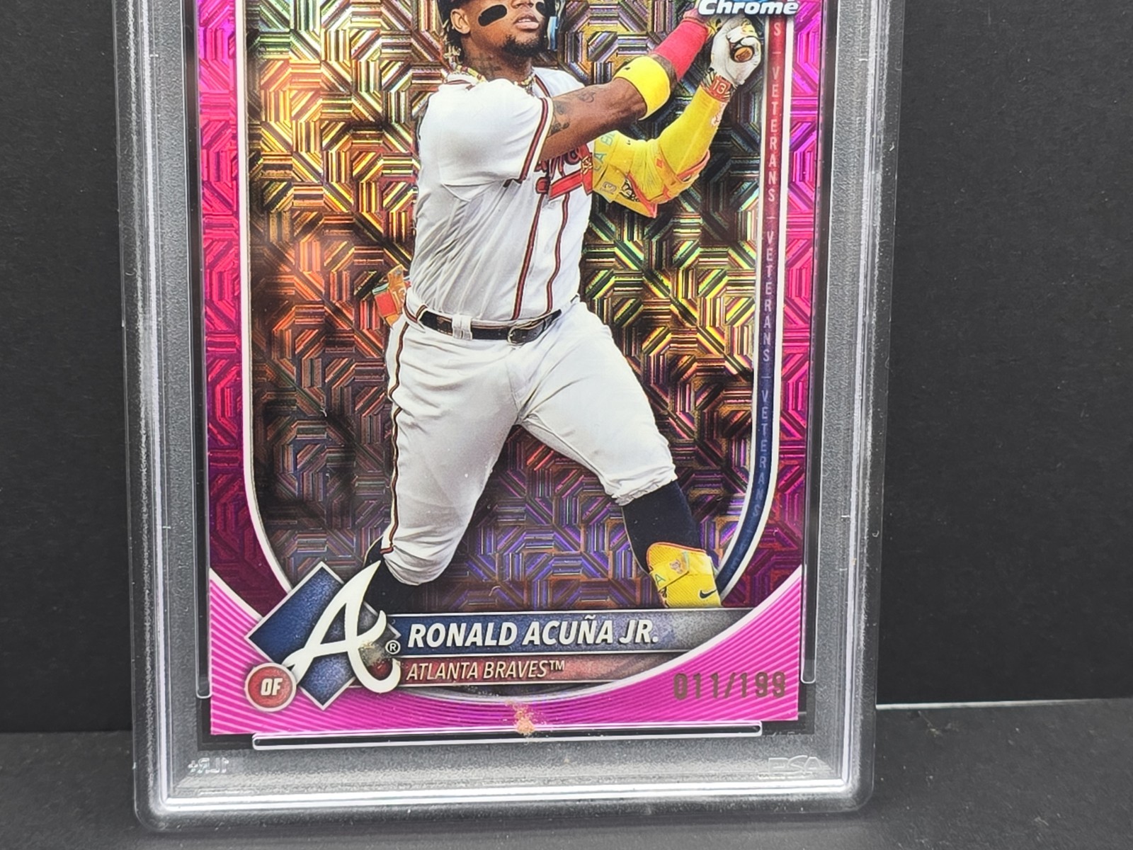 2025 Bowman Chrome - Ronald Acuña Jr. #13 Pink Mojo Refractor /199 PSA 10 view 3