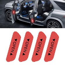 Car Door Reflective Warning Stickers,4 PCS Night Visibility Open Door Red