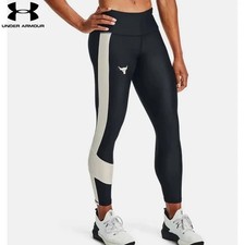 NWT - UNDER ARMOUR Women's PROJECT ROCK 1359259-001 Blk/Wht ANKLE LEGGINGS - L