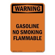 Gasoline No Smoking Flammable ANSI Warning Sign Metal Plastic Decal