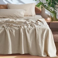 French Pure Linen Sheets, Breathable and Durable Linen King Size Sheets, Anti
