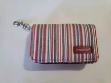 Longaberger Homestead Striped Magnetic Closure Coin Purse W/ Key Chain, 3inX5in"