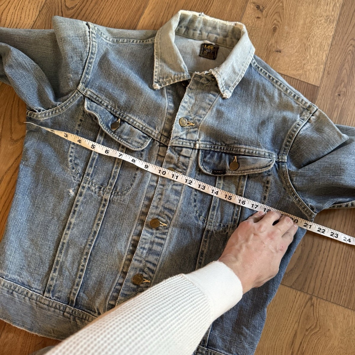 Vintage Lee 101-J Sanforized Denim Blue Mens Medium Jacket Light
