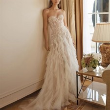 Elegant Lace Sweetheart Neck Wedding Dresses Ruched A Line Corset Bridal Gowns