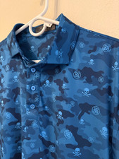 G/Fore men's XL Mapped Icon Camo Tech Jersey Polo Golf Shirt Skull