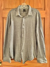 Hugo Boss Ronni F Slim Fit Button Up Shirt Gray Micro Dot Pattern Size XL