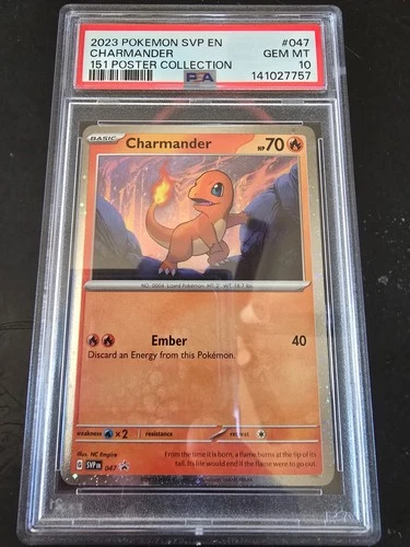 SWIRL! 2023 POKEMON BLACK STAR PROMO 047 Charmander 151 POSTER COLLECTION PSA 10
