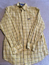 Chaps Mens Yellow Plaid Long Sleeves Collared Button Down Shirt Size Large