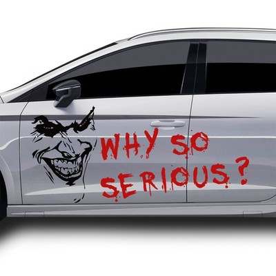 Set Joker Aufkleber + Why so Serious Schriftzug Folie Schwarz Matt Auto Zubehör