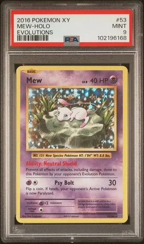Pokemon Mew 53/108 Holo Rare XY Evolutions PSA 9 Mint