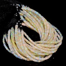 White Ethiopian Opal Gemstone Rondelle Faceted Beads 4 mm Strand 8" AB-712