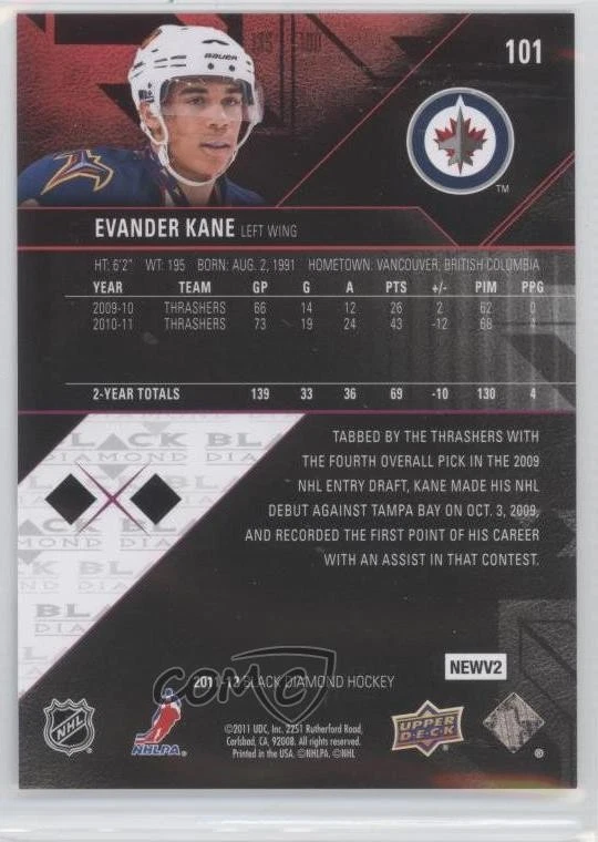 2011-12 Upper Deck Black Diamond Evander Kane #101 - Image 2 of 2