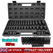 35Pcs 6 Point Heavy Duty Deep Shallow Impact Socket Set 1/2"  Inch Drive 8- 32MM