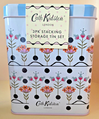 Cath Kidston Stapel Aufbewahrungsdosen 3 Stück Blumendruck Quadrat Platzsparend Geschenk