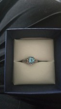 925 Sterling Silver Ring Blue Round Topaz Pro...