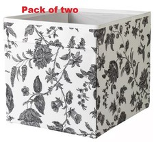 2er Pack, Ikea Drona Box, floral gemustert schwarz/weiß,33x38x33 cm,802.483.80