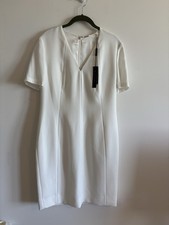 Elie Tahari Ivory White Short Sleeve Sheath Dress Size 12