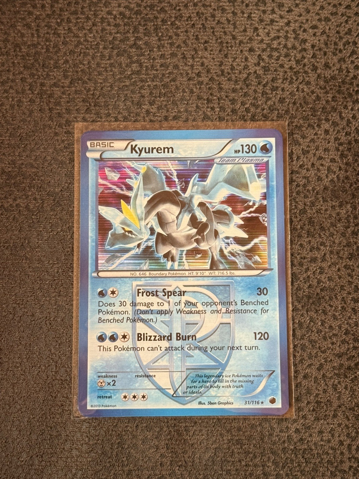 2013 Kyurem Holo Rare Plasma Freeze Pokemon Card NM 31/116