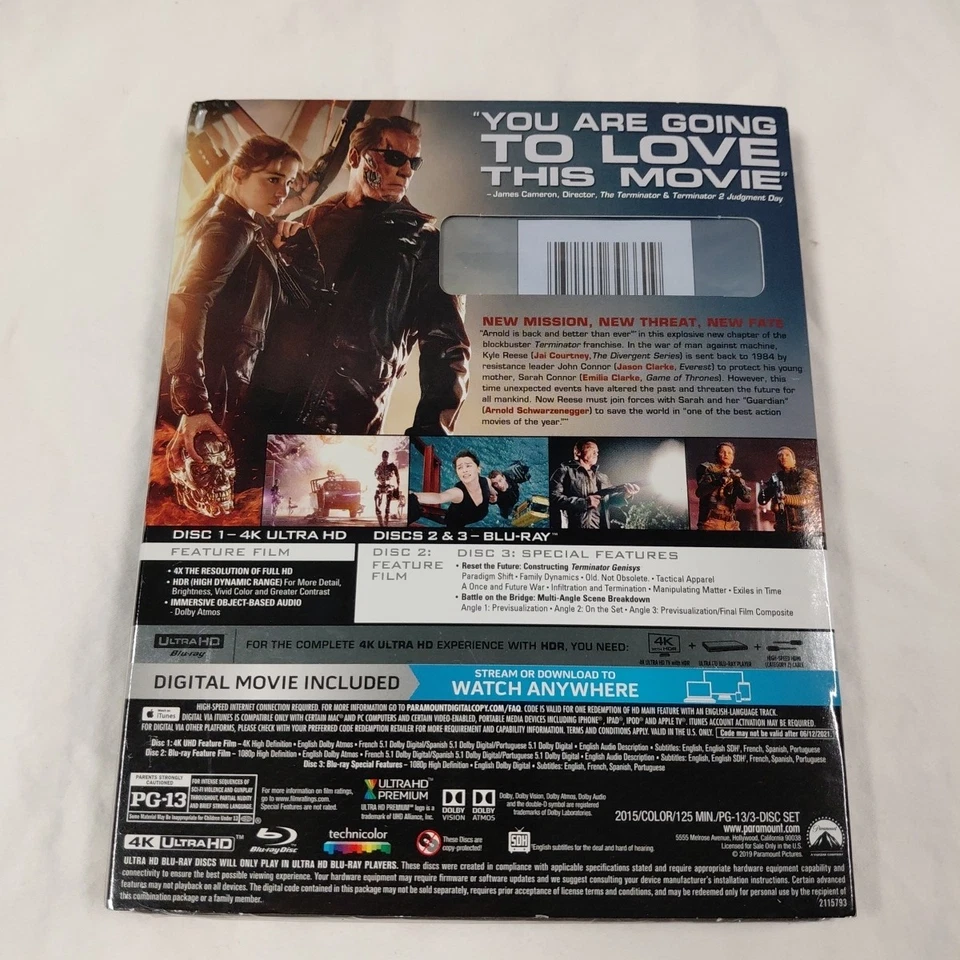 Terminator Genisys (Ultra HD, 2015) 4K Blu-ray with Slipcover 3 Disc Set NEW - Image 2 of 4