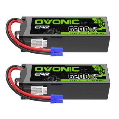 OVONIC 3S 6200mAh 11.1V 130C Lipo Battery with EC5 Plug for 1/8 & 1/10 Scale RC
