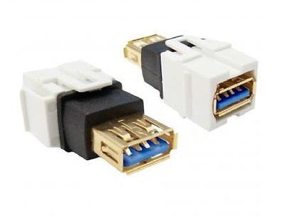 Lot2 USB 3.0 A Type Female to Female Nickel Plated Modular Keystone Jack - White