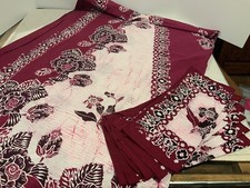 Vintage Boho Style Cloth Tablecloth 6 Napkins Paisley Floral Plum Color 90x82