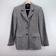 Kasper Blazer Womens Six Linen Tweed Office Business Preppy Career Professional