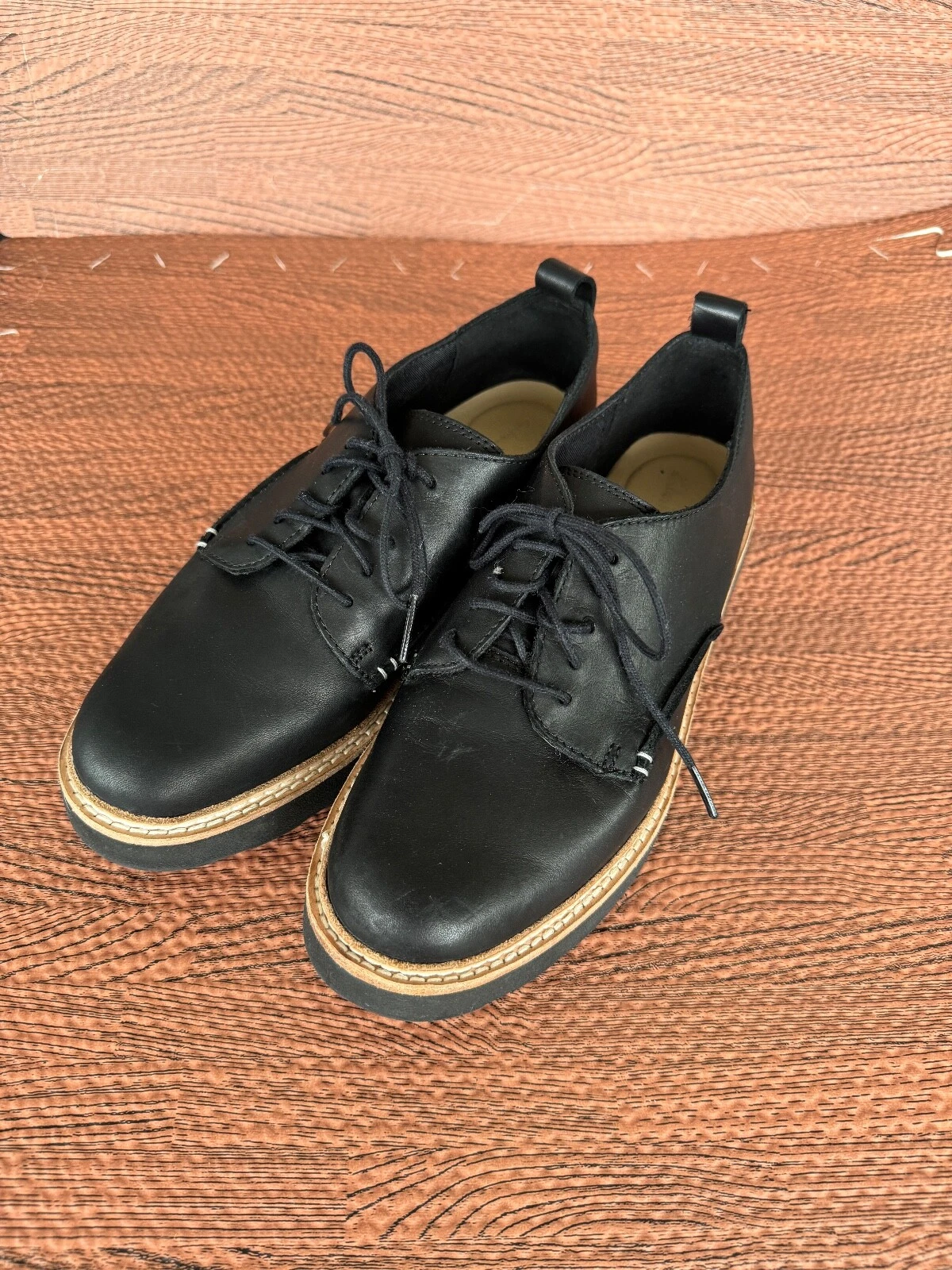 Scarpe Oxford Clarks da donna nere in pelle stringate taglia 8 5 M