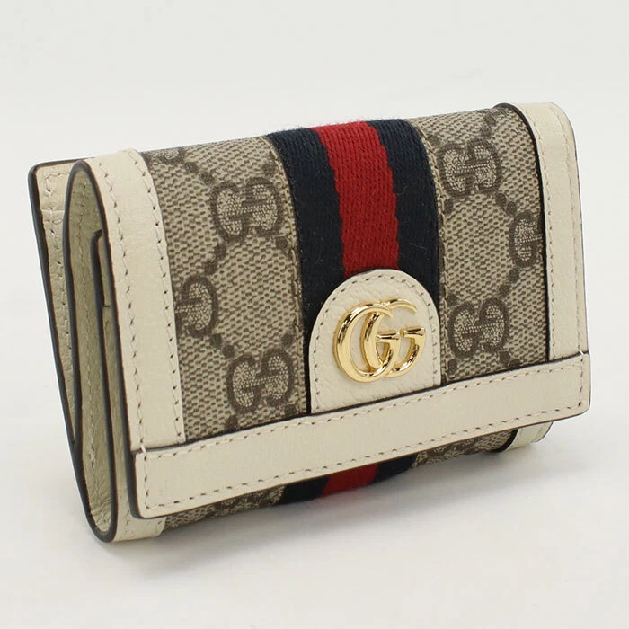 Portefeuille triple pli GUCCI 644334 Ofidia GG Supreme/cuir beige femme
