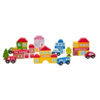 Holz Eisenbahn GebÄUde & Auto Kinder Holzspielzeug Holzbausteine Fahrzeug 91186