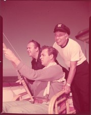 Howard Keel Jim Parnell fishing on Elysian Yacht Original 4x5 Transparency Snipe
