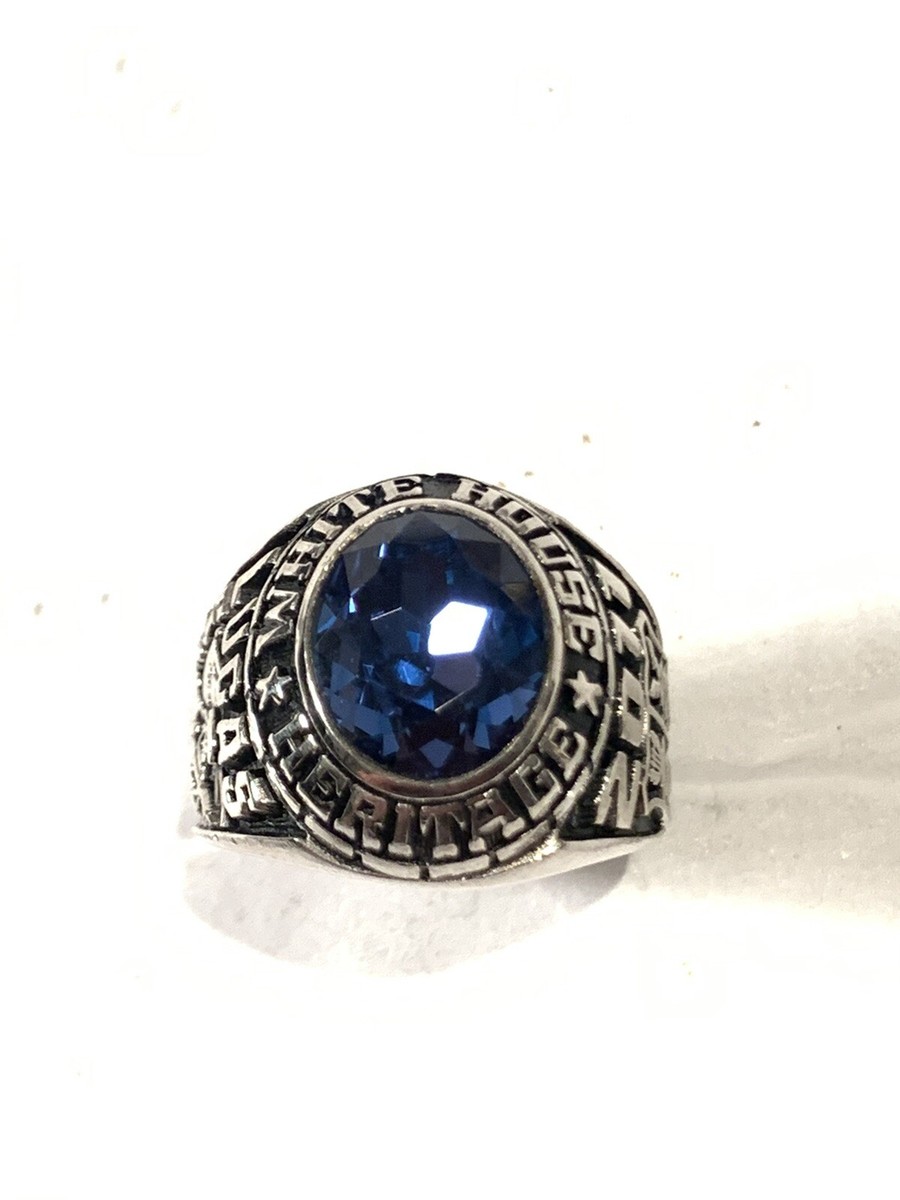 White House Heritage High School Blue Spinel Class Ring Sz