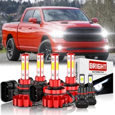 For Dodge Ram 1500 2500 3500 2009-2018 LED Headlight Bulbs + Fog Light Kit