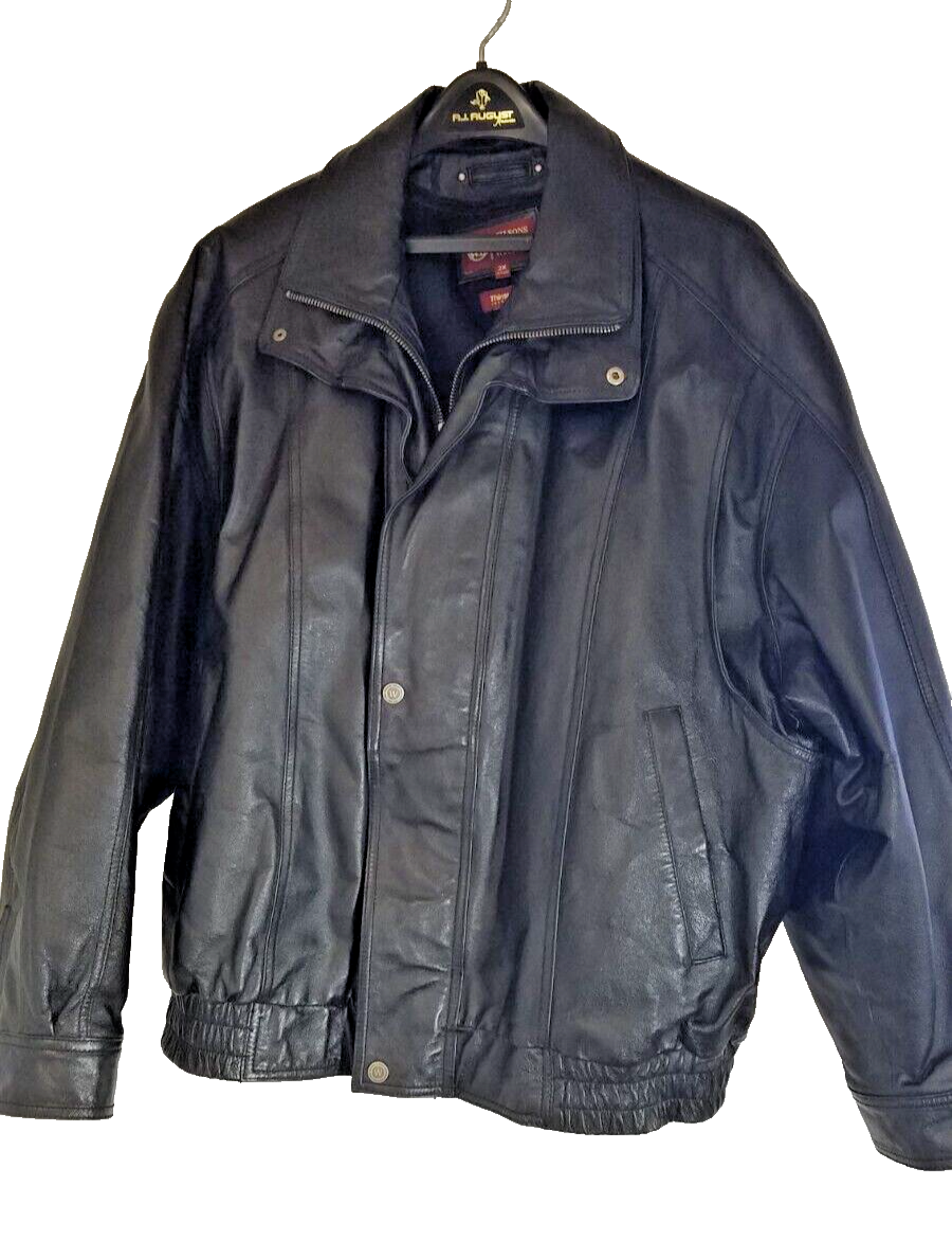 Wilson Leather Jacket Mens Sz 2X Black Biker Full Zip Wilson Leather Jacket Mens Sz 2X Black Biker Full Zip