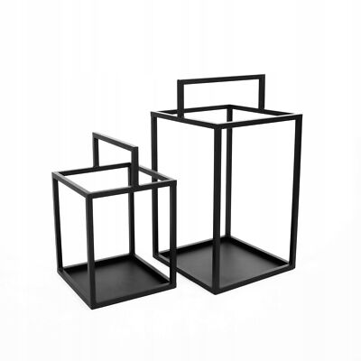 Landhaus Laterne Schwarz Schublade Set H55 und 40cm Modern Schwarz Loft