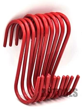 (50) 5" S-Hook Utility Hanging Hook Home Shop Garage PVC Coated Hangers Red