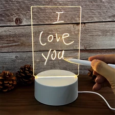 Luminous LED Night Light & Erasable Message Board - USB Acrylic Decor