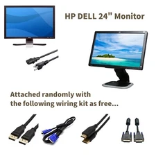 HP DELL 24" LCD LED Widescreen Monitor DP 1920x1080 w/ Stand Cable