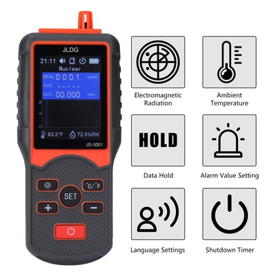 JD-3001 Geiger Counter Radiation Detector Temperature and Humidity Tester L0E6